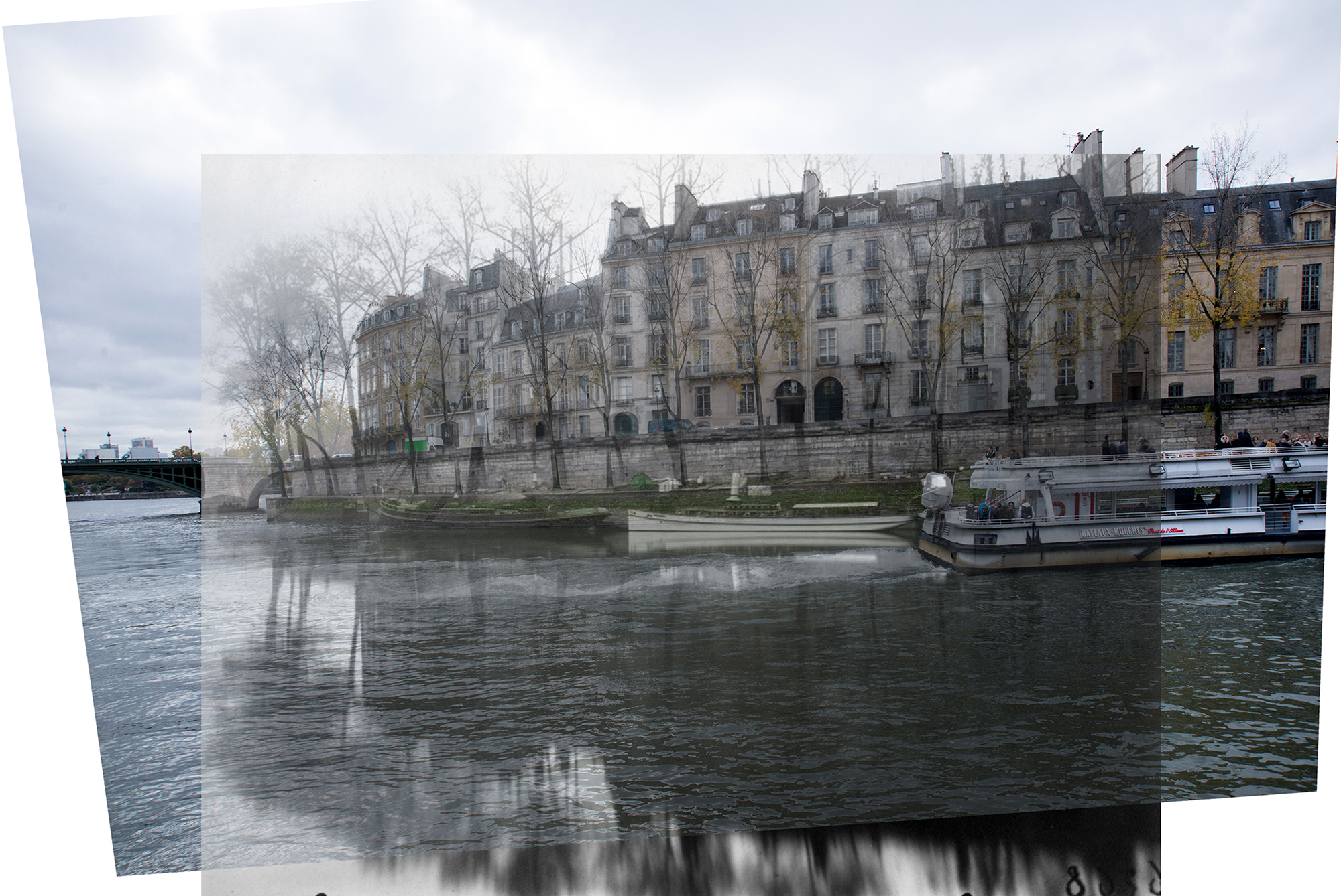 サンルイ島 1921 - 2019    L'ile Saint-louis depuis le quai des Celestins, 75004 Paris 1921 et 2019